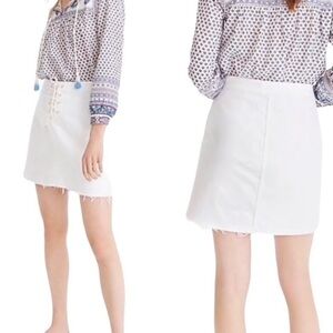 J. Crew white lace up denim skirt size 27